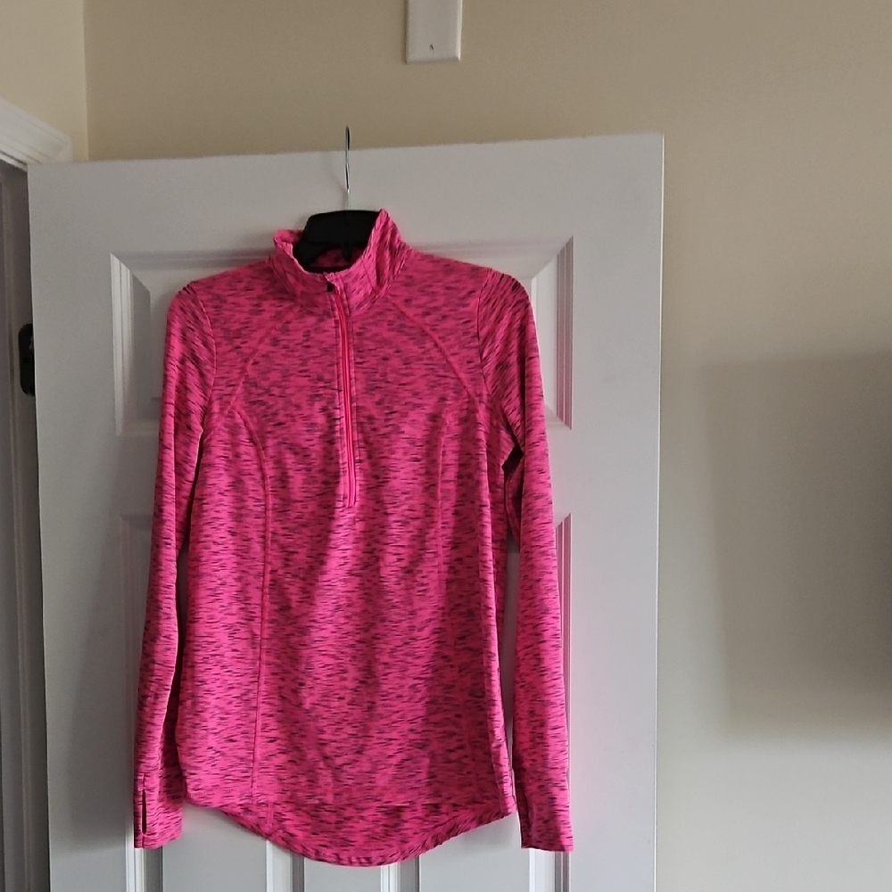 Xersion Pink Space-Dye Quarter Zip Active Pullover